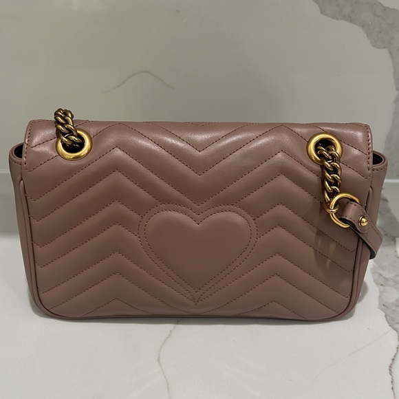 Gucci GG Marmont Small Shoulder Bag in Dusty Pink Leather 100% Authentic - Picture 4 of 14